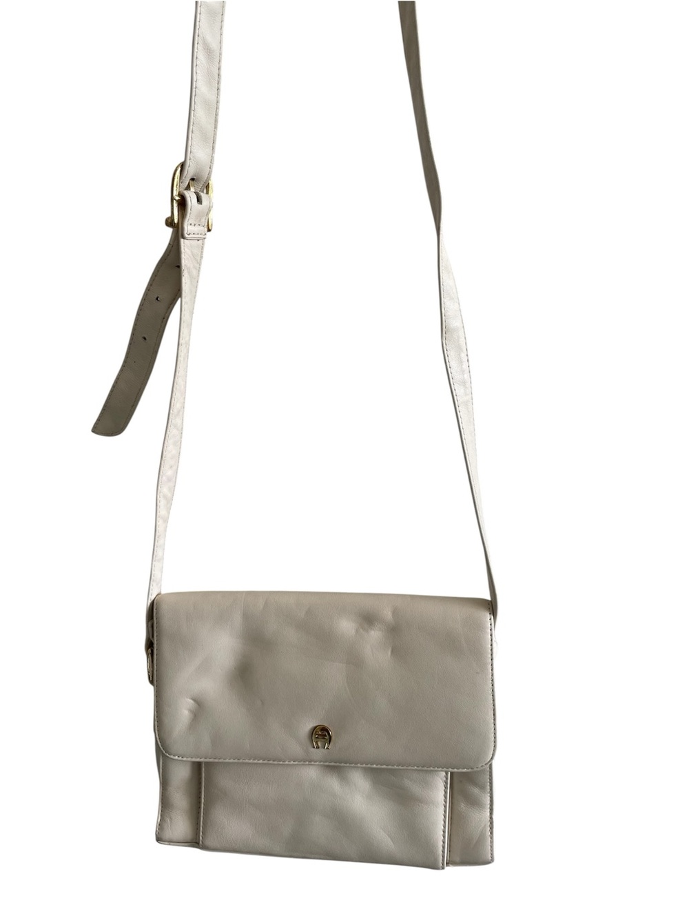 Etienne Aigner classic Cream Leather Crossbody Bag